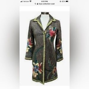 Johnny Was Biya Embroidered Coat Size XS Floral Wool Blend